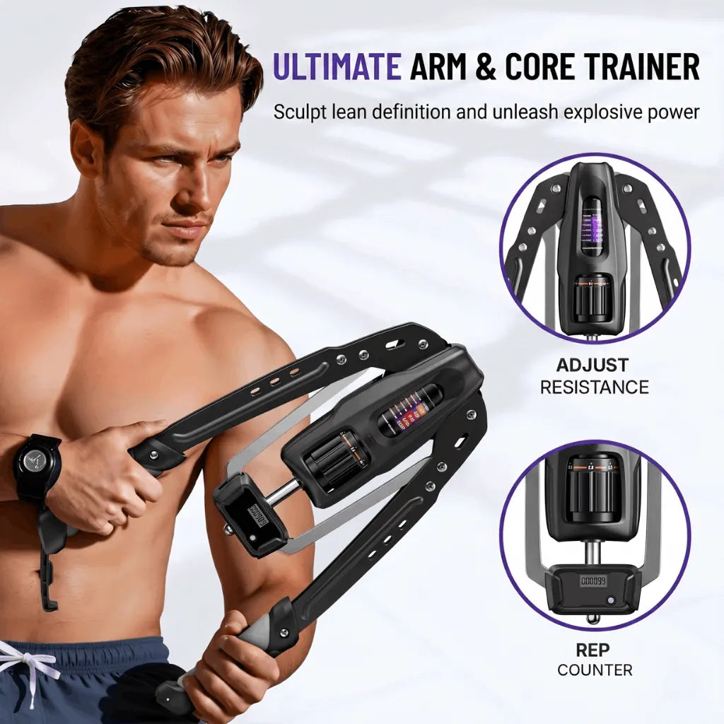 Hydraulic Upper Body Trainer — Adjustable 22-440 lbs Resistance