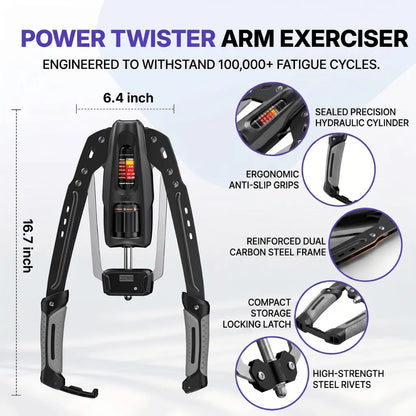 Hydraulic Upper Body Trainer — Adjustable 22-440 lbs Resistance