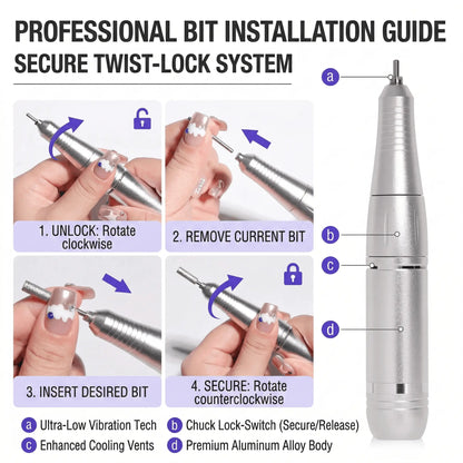 High-Performance Portable Nail Drill, 45000 RPM Professional E-File