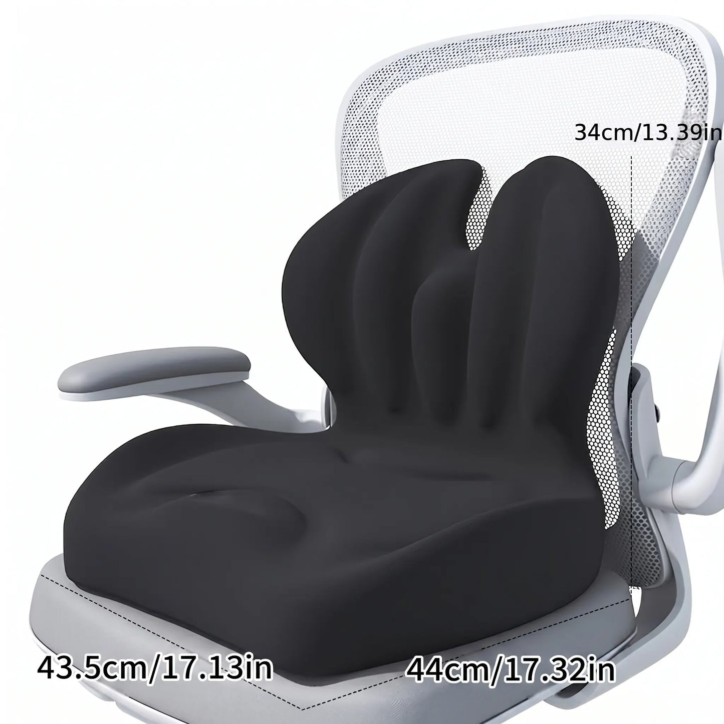 Integrated Memory Foam Seat Cushion – Adjustable Ergonomic Lumbar Support Pillow for Office Chair, Home, and Car