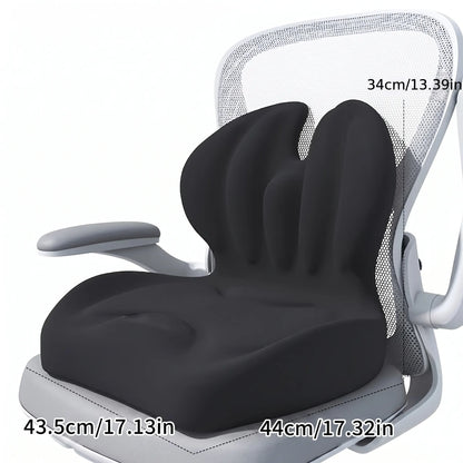 Integrated Memory Foam Seat Cushion – Adjustable Ergonomic Lumbar Support Pillow for Office Chair, Home, and Car