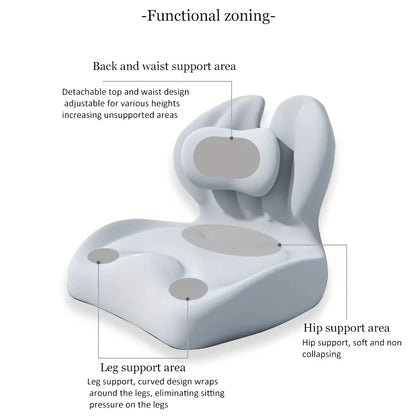 Integrated Memory Foam Seat Cushion – Adjustable Ergonomic Lumbar Support Pillow for Office Chair, Home, and Car