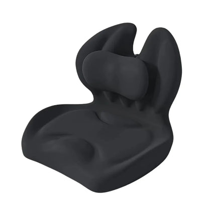 Integrated Memory Foam Seat Cushion – Adjustable Ergonomic Lumbar Support Pillow for Office Chair, Home, and Car